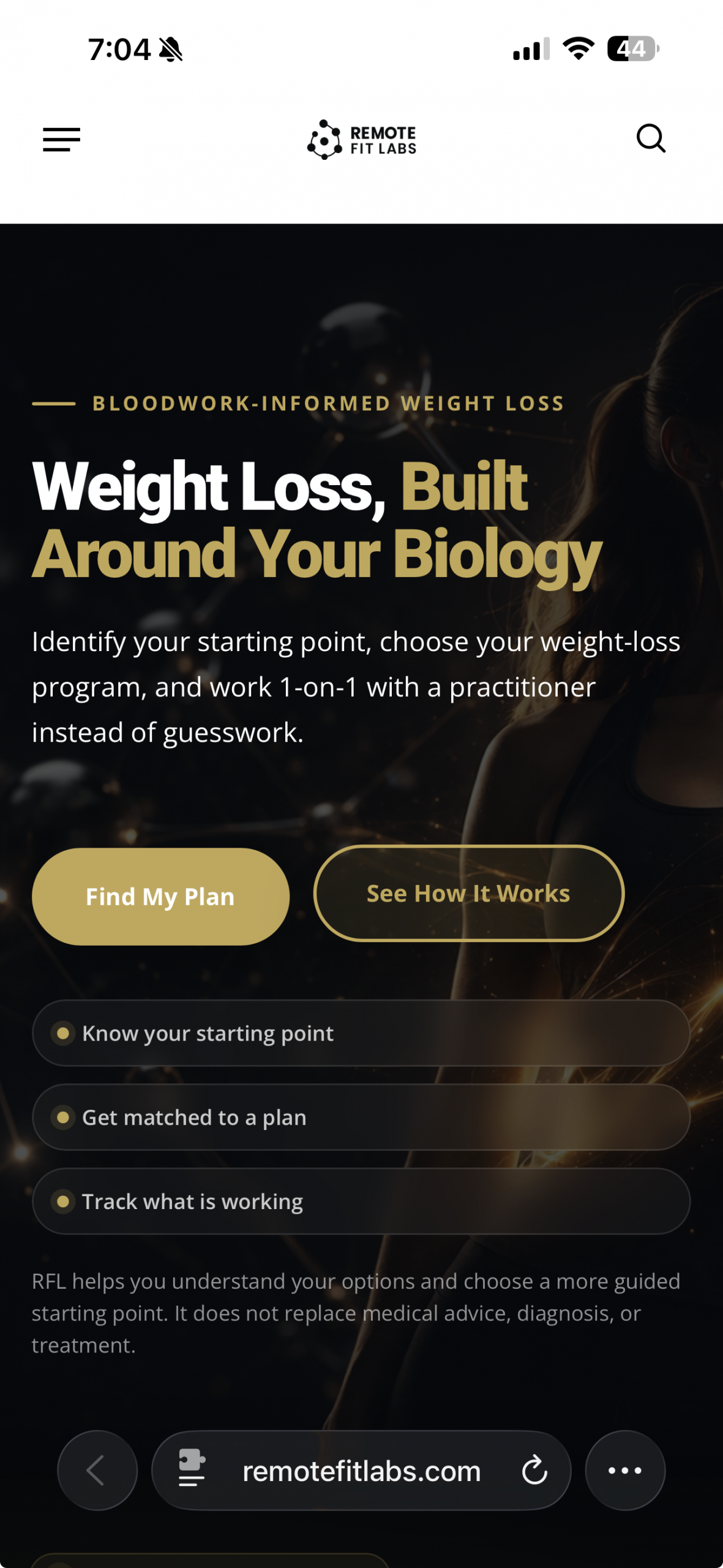 Remote Fit Labs mobile homepage screenshot