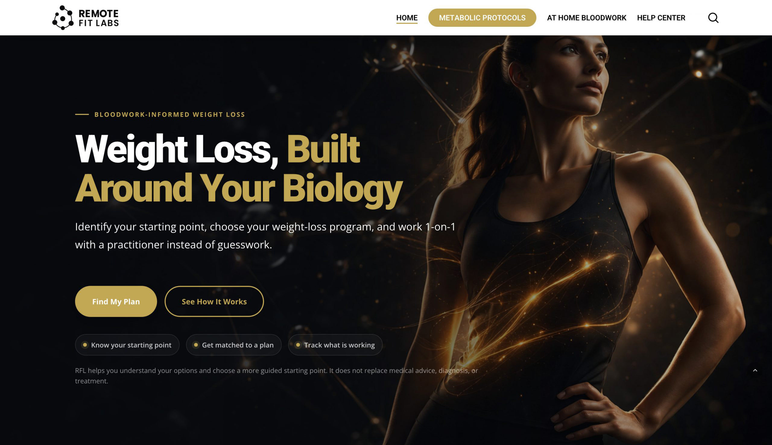Remote Fit Labs desktop homepage hero screenshot